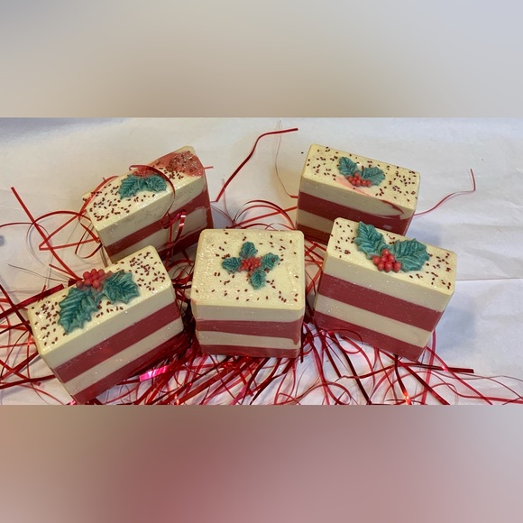 Sold out- Hand Crafted Artisan Holiday Vegan Soap with Soap Holly Attachment - Picture 3 of 10
